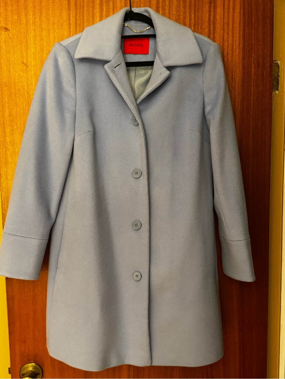 Max & Co. Light Blue Wool Single-Breasted Pea Coat **PRISTINE**